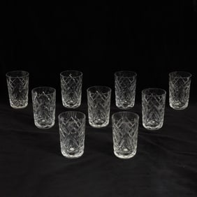 Set of Nine Waterford Cut Glass Tumblers