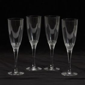 Set of Four Orrefors Champagne Flutes