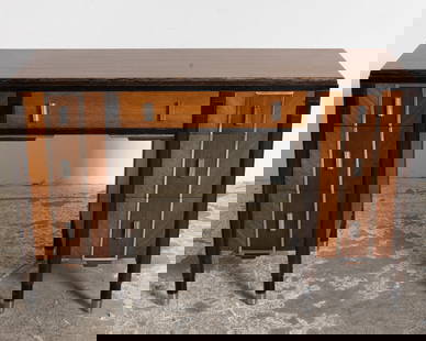 Art Deco Style Mahogany and Chrome Desk: . (30 1/2" h x 48" w x 18" d) Scratches and dings