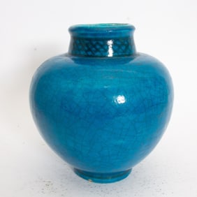 Edmond Lachenal Blue Glazed Pottery Vase