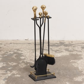 Group of Brass Fireplace Tools