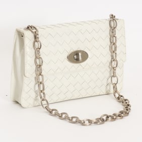 Bottega Veneta Ivory Intrecciato Weave Handbag