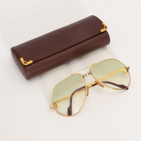 Cartier Vendome Santos Aviator Gilt Metal Sunglasses