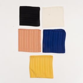 Group of Five Silk Pocket Squares