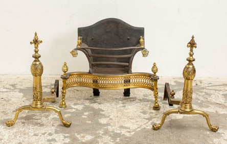 Louis XV Style Brass Fire Grate;