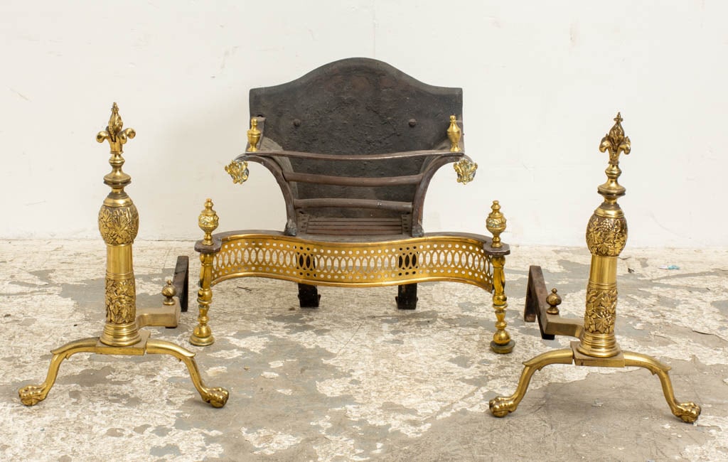 Louis XV Style Brass Fire Grate; (1 of 14)