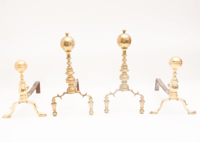 Two Pairs of Brass Andirons