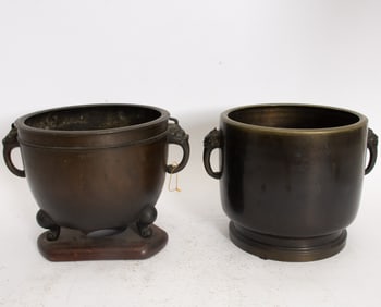 Two Asian Brass Jardinières