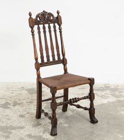 Jacobean Style Stained Wood Side Chair