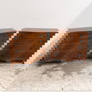 Pair of Mahogany Chest of Drawers: . (33" h x 37" w x 20 1/2" d) Scratches dings, cracks, overall wear