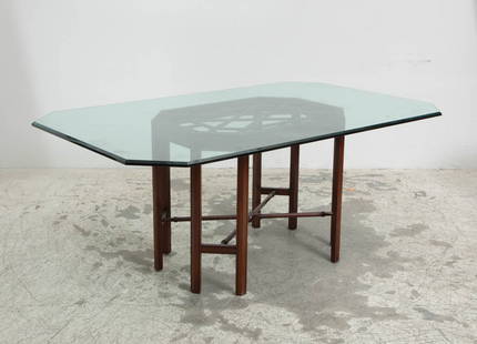 Glass Top Dining Table: . (29" h x 73" w x 41" d)