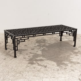 Chinese Lacquered Fretwork Panel Mounted as a Low Table