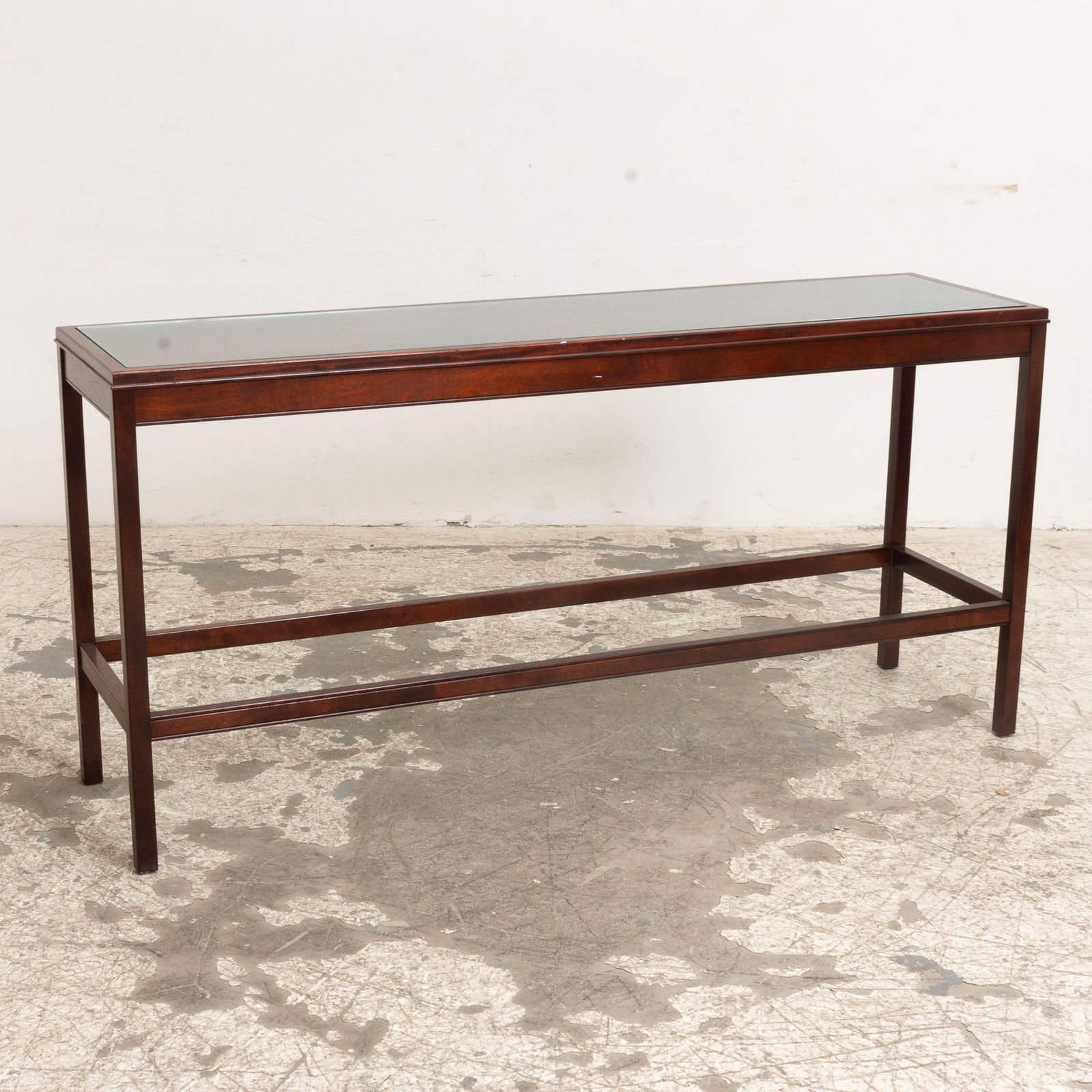 Modern Wood and Glass Console: . (29"h x 60" w x 16" d) Scratches