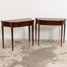 Pair of George III Mahogany Fold Over Console Table