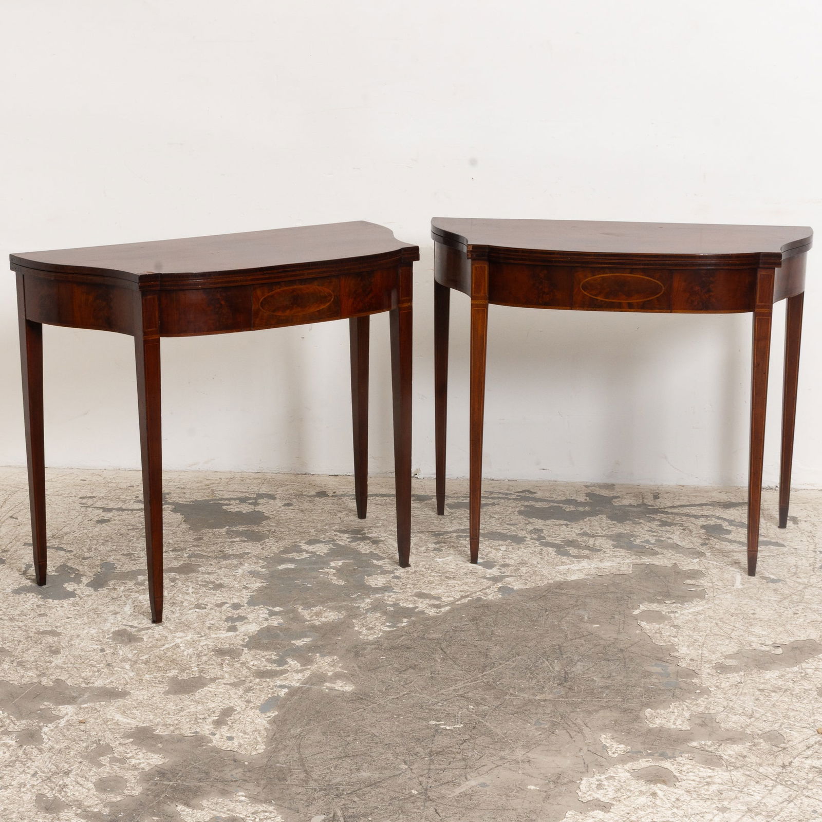 Pair of George III Mahogany Fold Over Console Table (1 of 5)