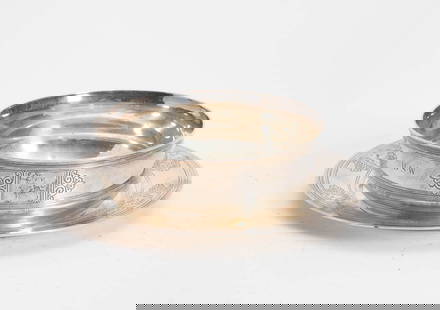 Tiffany & Co. Sterling Etched Bowl;: Together with matching dish Approx. 16.7 ounces (Bowl 2" h x 5 1/4" dia; Dish 7 1/4" dia) Scratches