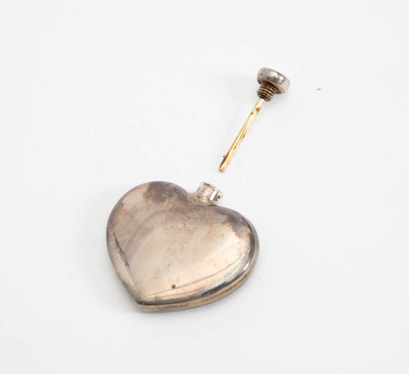 Tiffany & Co. Sterling Heart Shaped Perfume Bottle: Approx. 0.62 ounces (3/4" h x 3/4" w) Needs polishing