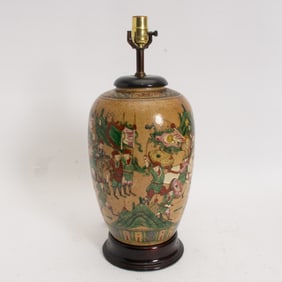 Chinese Paint Decorated Glazed Ceramic Vase
