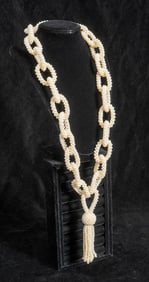 Faux Pearl Chain-Link Necklace
