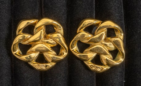 Pair of Chanel Gilt Metal Earrings