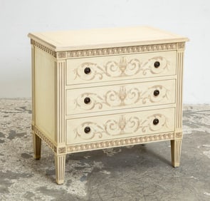 Louis XVI Style Painted Bedside Chest of Drawers