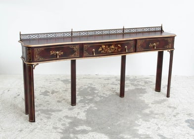 Dark Red Lacquered and Parcel Gilt Serving Table
