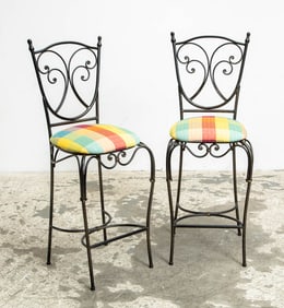 Pair of Painted Metal Stools