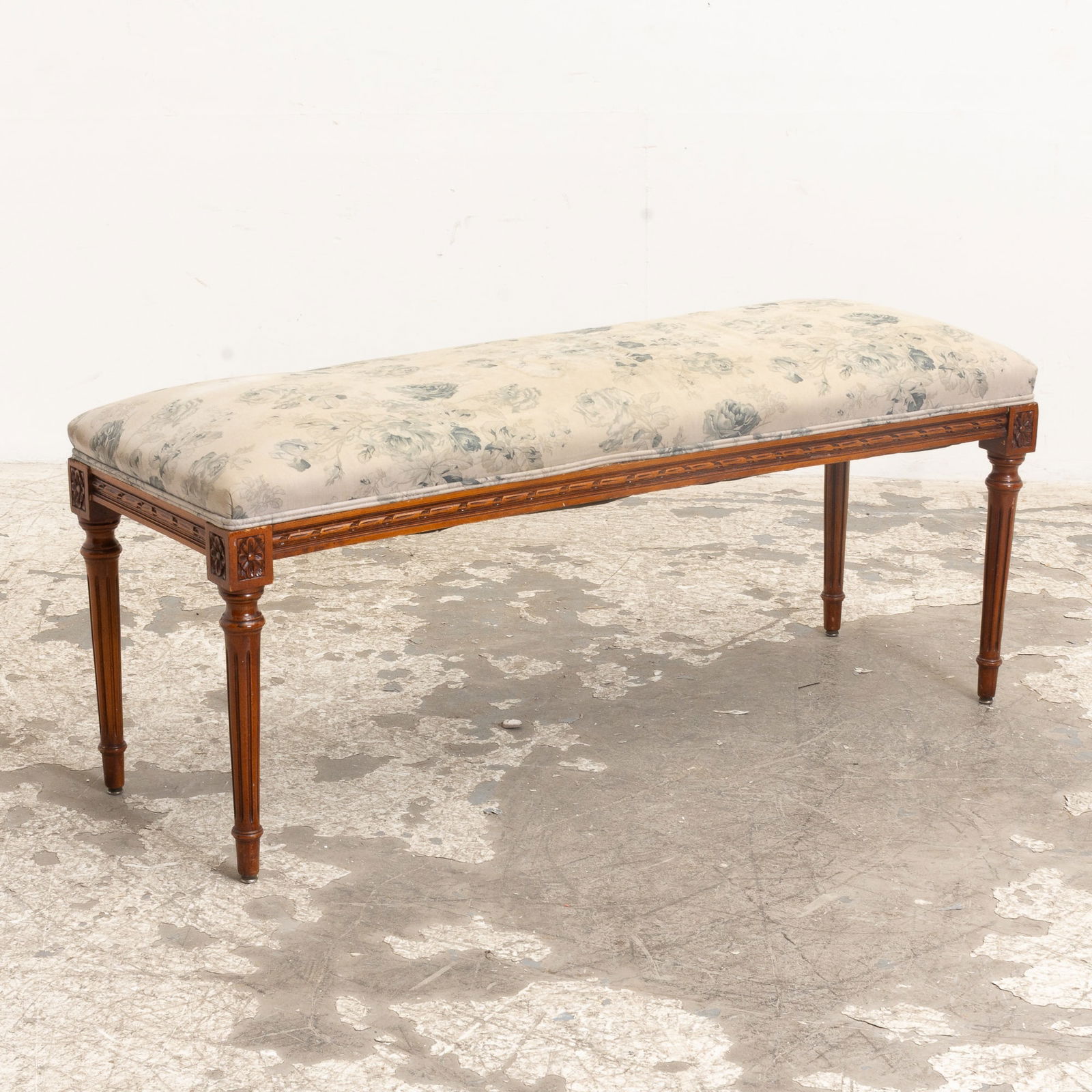 Louis XVI Style Floral Upholstered Bench (1 of 5)