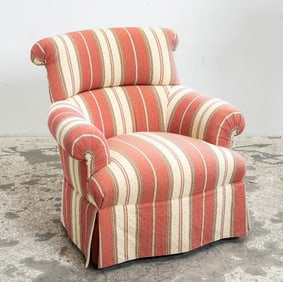 Upholstered Striped Club Chair