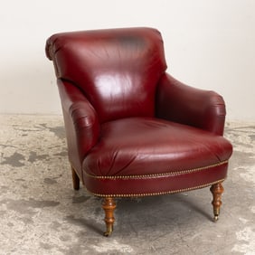 Red Leather Upholstered Armchair