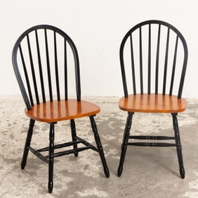 Pair of Black Painted Windsor Chairs