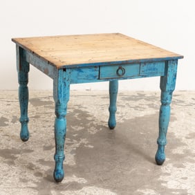 Pine Provincial Blue Painted Work Table