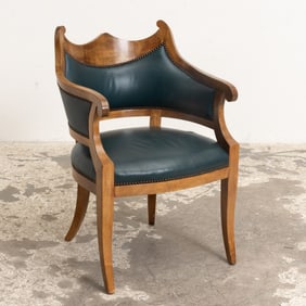 Regency Style Leather Upholstered Armchair