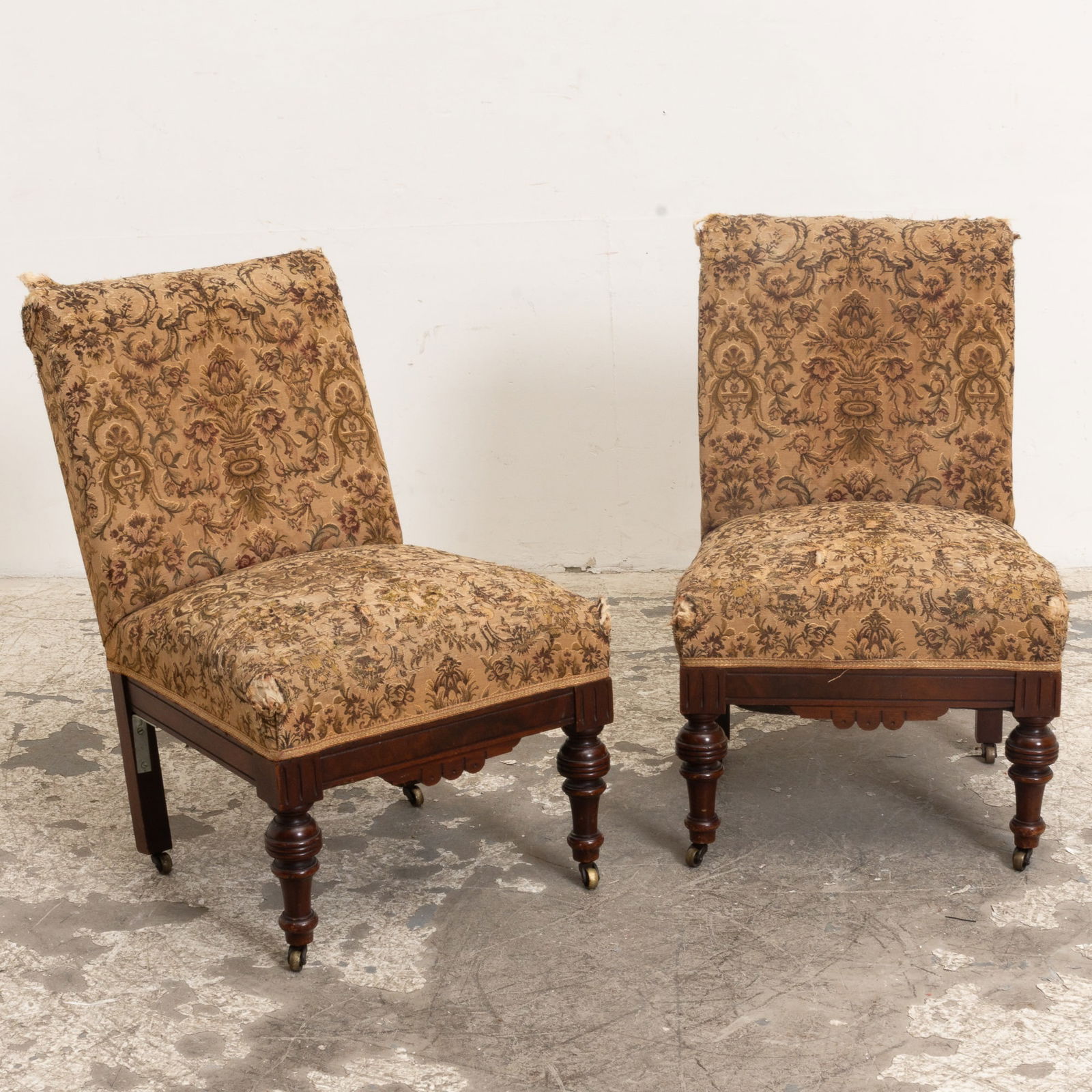 Pair of Mahogany Tapestry Upholstered Slipper Chairs (1 of 7)