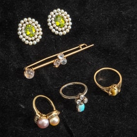 Group of Yellow and White Gold and Gem-Set Jewelry