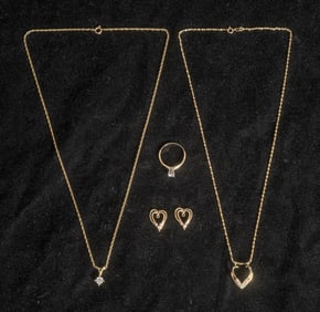 Group of Two-Color Gold and Diamond Jewelry and Fragments