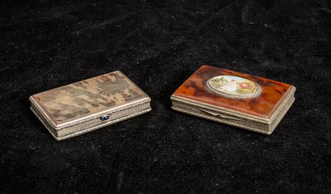 Continental Silver Faux Tortoise Make Up Compact;