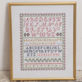 Framed Needlepoint Sampler