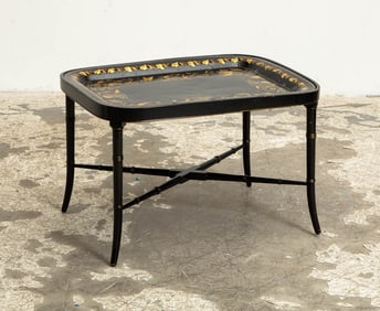 Painted Faux Bamboo Tole Top Tray Table