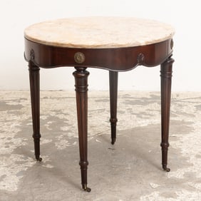 Marble Top Mahogany Side Table