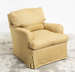 Gold Geometric Pattern Upholstered Armchair