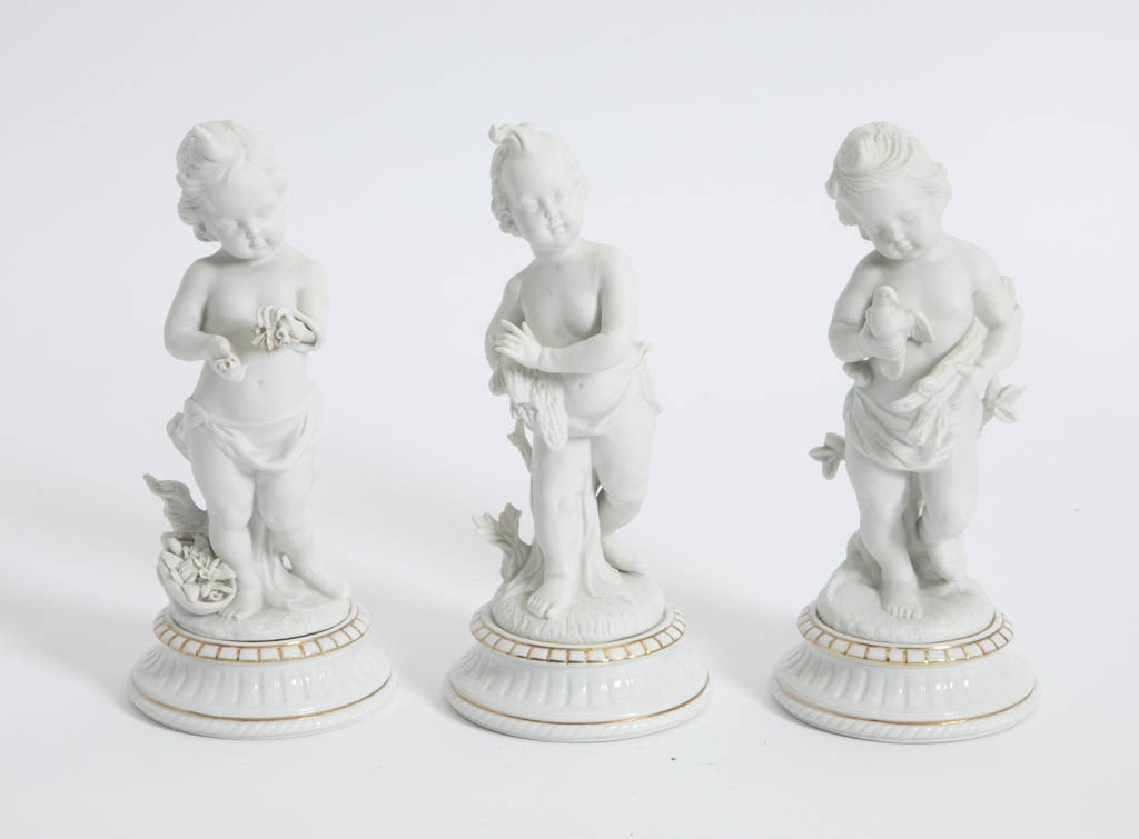 Group of Three Bisque Porcelain Putti Figures (1 of 6)