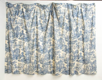 Pair of Toile Patterned Drapes