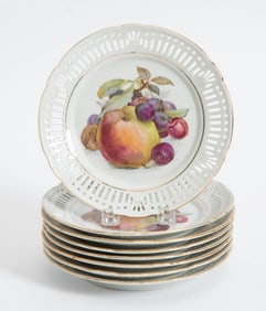 Set of Eight Porcelain Reticulated Plates