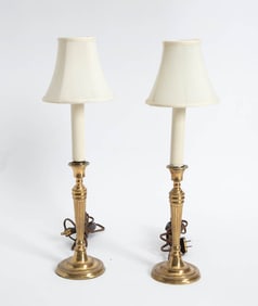Pair of Brass Candlestick Lamps