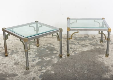 Pair of Chrome and Brass Mid Century End Tables