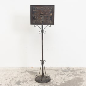 Black and Gold Painted Iron Apartment Rental Sign
