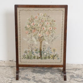 Needlepoint and Mahogany Firescreen