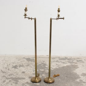 Pair of Brass Swing-Arm Floor Lamps