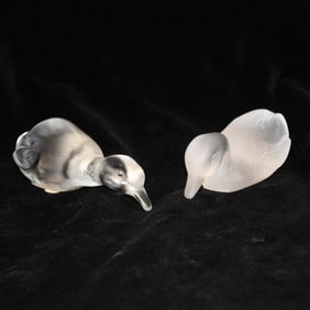 Pair of Baccarat Frosted Glass Ducks